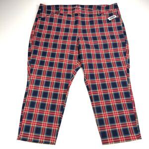 Old Navy Pixie High Rise Tartan Plaid Ankle Pants Red Navy NEW Size 26 Plus